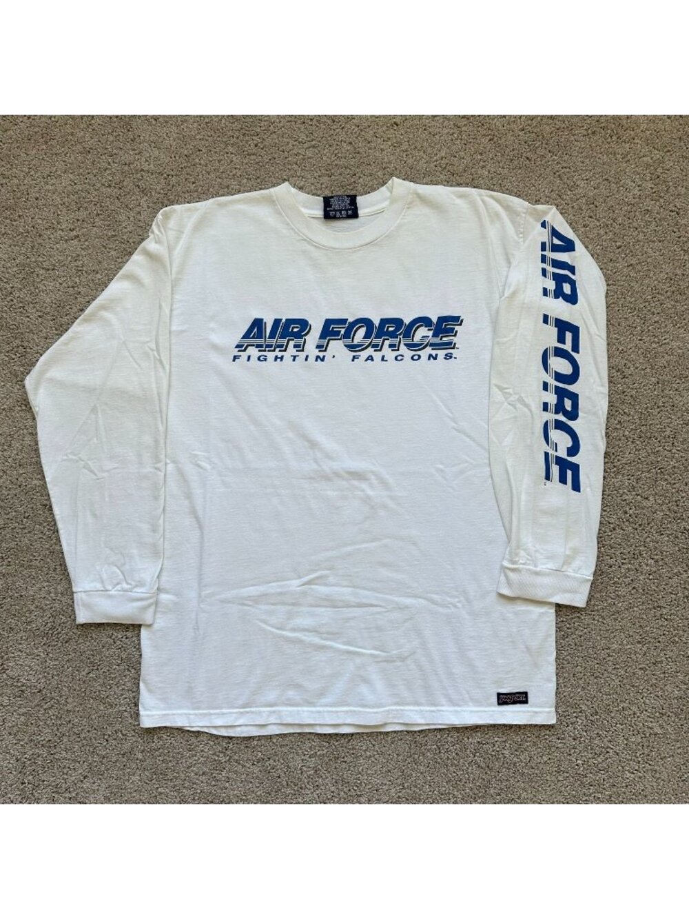 Vintage USAFA Air Force Falcons T-Shirt Long Sleeve Military Academy Y2K White